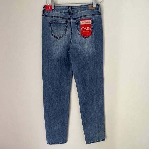 Celebrity Pink Jean Girls Sz 14 Unicorn Embroidery Pink Mid Rise Girlfriend New - Picture 2 of 16